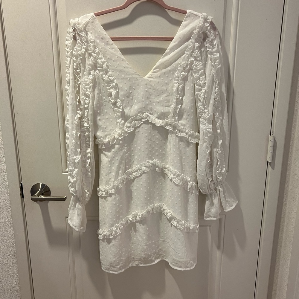 White Long Sleeve Mini Dress- nanamacs